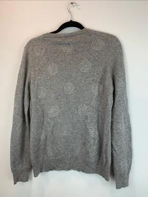 Only Mine cashmere sweater sz xl rhinestones crewneck old money preppy y2k * thumbnail 3