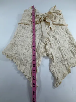 Micaela Boho Tie‎ Front Knit Cardigan Cream Cottagecore Short Sleeve XS thumbnail 5