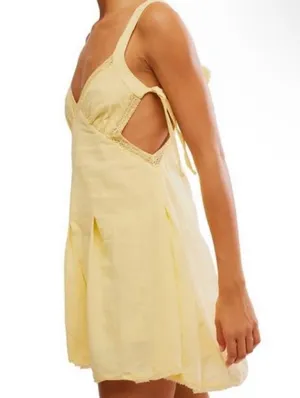 Free People Vivi Lace Trim Yellow Mini Dress thumbnail 2