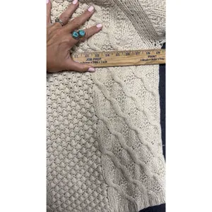 Vtg Hand Knits Cable Sweater Cream Irish Wool Aran Fisherman M thumbnail 5