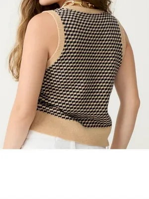 J Crew Cashmere Jacquard V-Neck Sweater Vest thumbnail 2
