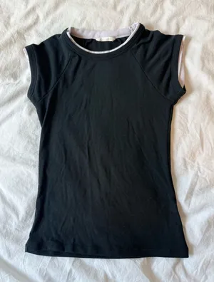 Zara White and Black Layered Baby Tee thumbnail 1