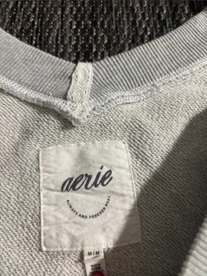Aerie Oversized V Neck Pullover Sweatshirt Grey Fall Neutral Staple Size Medium thumbnail 3