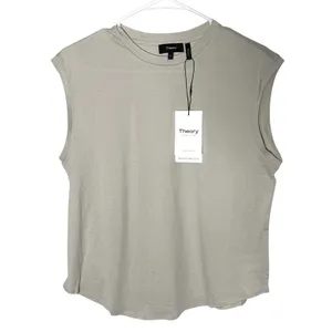 NWT Theory Shirt‎ Tail Tank Top Sand Sleeveless Crewneck Size M thumbnail 4