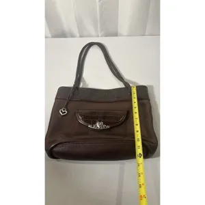 Brighton Handbag‎ Brown Embossed Alligator & Leather Braided Handles Charm thumbnail 13