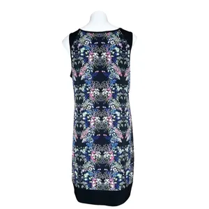Nicole by Nicole Miller Shift Dress Black Floral Mirror Print Sleeveless Size L thumbnail 3