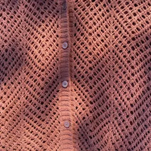 Wild Fable size small brown crochet beach coverup button up polo thumbnail 4