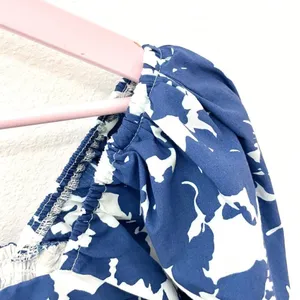 Abercrombie Emerson Poplin Puff Sleeve Midi Dress Blue Floral S Cottagecore Coquette thumbnail 5