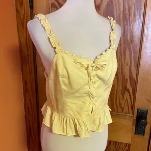 Urban outfitters yellow feminine tank top thumbnail 6