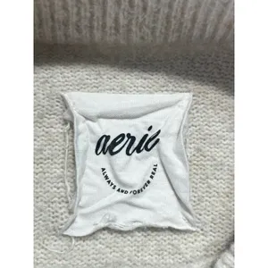 Aerie Star Oversized Sweater Women L/XL Oatmeal Heather Black Star‎ Cozycore thumbnail 7