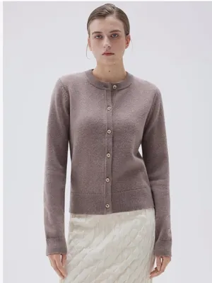 SUUKSESS Women S Camel Cashmere Blend Cardigan Sweater Gold Buttons Quiet Luxury thumbnail 5