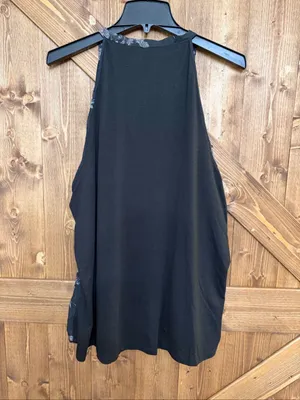 Maurices Plus Black Floral Cold Shoulder Pleated Tie Neck Blouse NWT Size 3XL(92 thumbnail 5