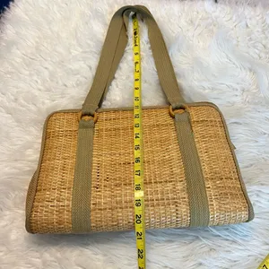 Vintage Woven Purse Shoulder Bag Zipper Closure Made in Taiwan Boho Minimalist thumbnail 6