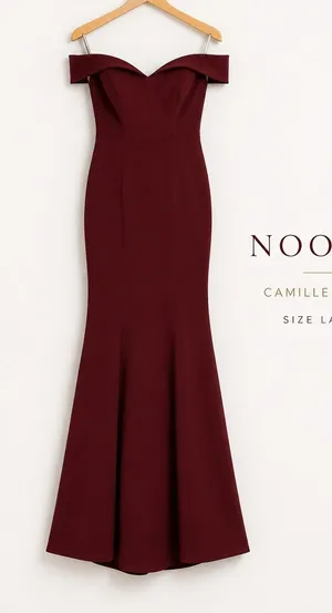Nookie Camille Off Shoulder Wine Maxi Gown Formal Dress NWT Large thumbnail 1