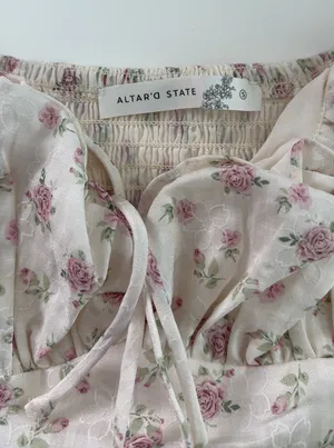 Altar’d State Floral Ruffle Sleeve Top thumbnail 2