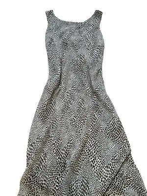Believe Brown Cream Polka Dot Bias Cut Midi Dress Sleeveless Feminine Party thumbnail 3