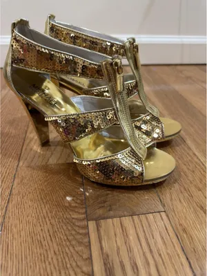 Size 8 Women’s Michael Kors Women's Gold Sequins Berkley Strap Heels IOB thumbnail 7