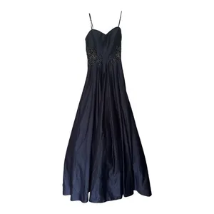 Blondie nite Navy Blue Satin Ball Gown Beaded Lace Waist Formal Evening Dress thumbnail 8