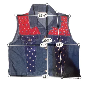 Vintage Stonebridge Petites‎ Women Small Patriotic Blue Denim Vest Americana thumbnail 7