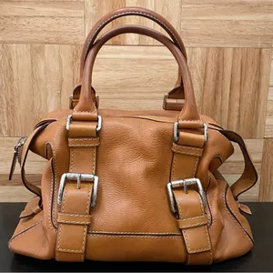 MICHAEL Michael Kors Brookville Update Cognac Brown Leather Medium Bowling Bag thumbnail 1