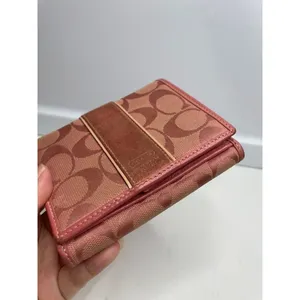 Y2K Vintage Coach Pink Signature Suede Leather Wallet Authentic thumbnail 2