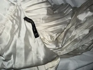 NEW $140 ABERCROMBIE & FITCH Giselle Pleated Jumpsuit In White Satin Silky thumbnail 7