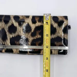 Women's Leopard Print Faux Patent Leather Organizational Foldover Wallet Clutch thumbnail 12