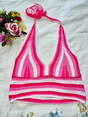 Hollister Pink crochet Halter Top thumbnail 4