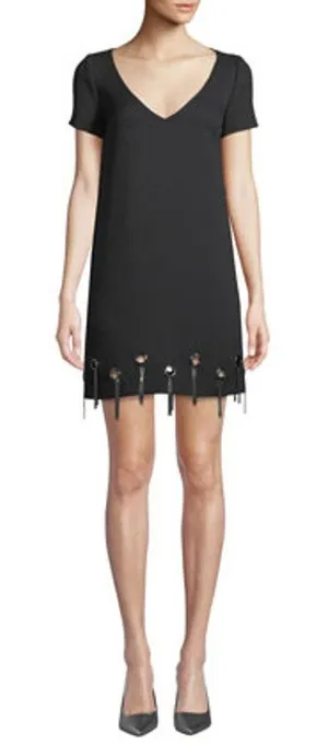 Badgley Mischka Black Fringe Dress‎ Size 4 thumbnail 1