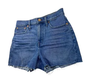 Madewell The Perfect Jean Shorts 26 Medium Wash Raw Hem Cutoff Denim NJ046 thumbnail 1