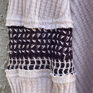 Free People Oversized Crochet Detailing Top Thermal Waffle Knit Mock Neck Size S thumbnail 9