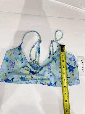 Pacsun Blue Floral Bikini Top Size L thumbnail 5