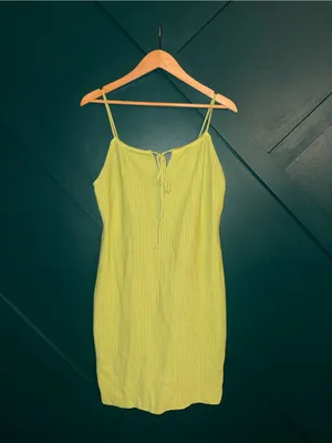 Y2K Lime Green Ribbed Knit Mini Dress | Bodycon Cami Dress Summer Vacation thumbnail 2
