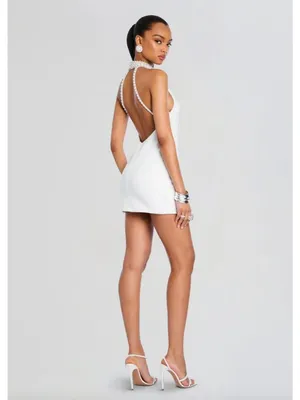 Retrofete Penelope Open Back Mini Dress White Womens Size Large thumbnail 3