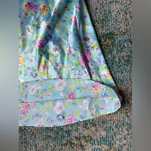 Vintage 90s Y2K Secret Treasures blue floral lace short slip dress, size small thumbnail 3