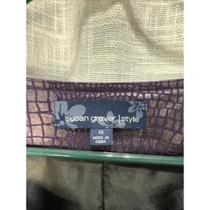 Susan Graver Style purple Croc Embossed Faux Leather Zip Front Jacket Womens 1X thumbnail 2