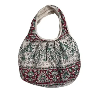 Boho Chic Floral Paisley Tote Bag Red Green Cream‎ Unbranded thumbnail 2