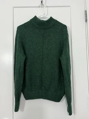 Aerie Medium Forest Green Ribbed Mock Neck Pullover Sweater thumbnail 3