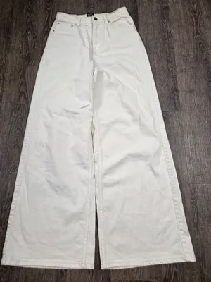 BDG Urban Outfitters A-Wide Cream Ivory Wide Leg Jeans Size 28 thumbnail 1