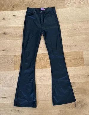 Edikted - Faux Leather Flare Pants in Black thumbnail 1