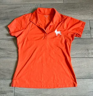 Sport tek orange polo shirt with dog embroidery thumbnail 1