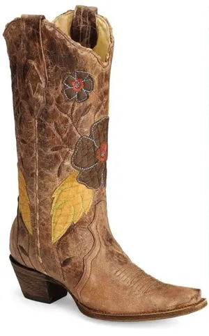 Corral Boots Women's Daisy Overlay Snip Toe Western Boot thumbnail 1