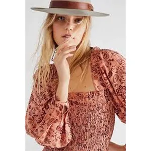 FREE PEOPLE Smock it to Me Mini Dress Puff Sleeve BOHO PRAIRIE FEMININE Size L thumbnail 2