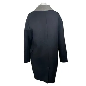 Vero Moda Black Gray Collar Wool Long Sleeve Longlin Trench Coat Jacket Size M thumbnail 3
