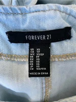 Forever 21 Light Blue Distressed Denim Overalls thumbnail 2