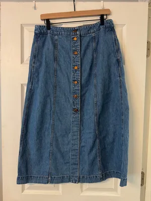 Madewell Blue Button-Front Denim Midi Skirt thumbnail 1