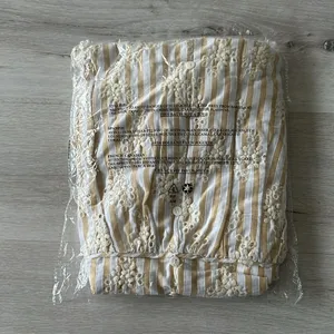 Lulus Sunny Crush Striped Embroidered Mini Dress Beige/Ivory M NWT IN PACKAGE thumbnail 9