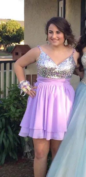 Lavender Prom Dress Size M thumbnail 1