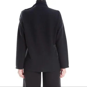 Max Studio Womens Top‎ L Black Mock Neck Button Sleeve Minimalist Quiet Luxury thumbnail 15