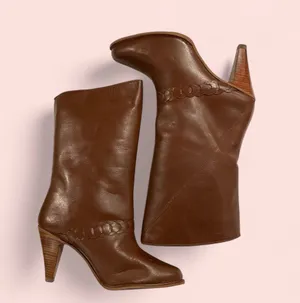 Vintage 70’s boho western Stevie Nicks festival camel leather Brazil boots thumbnail 1